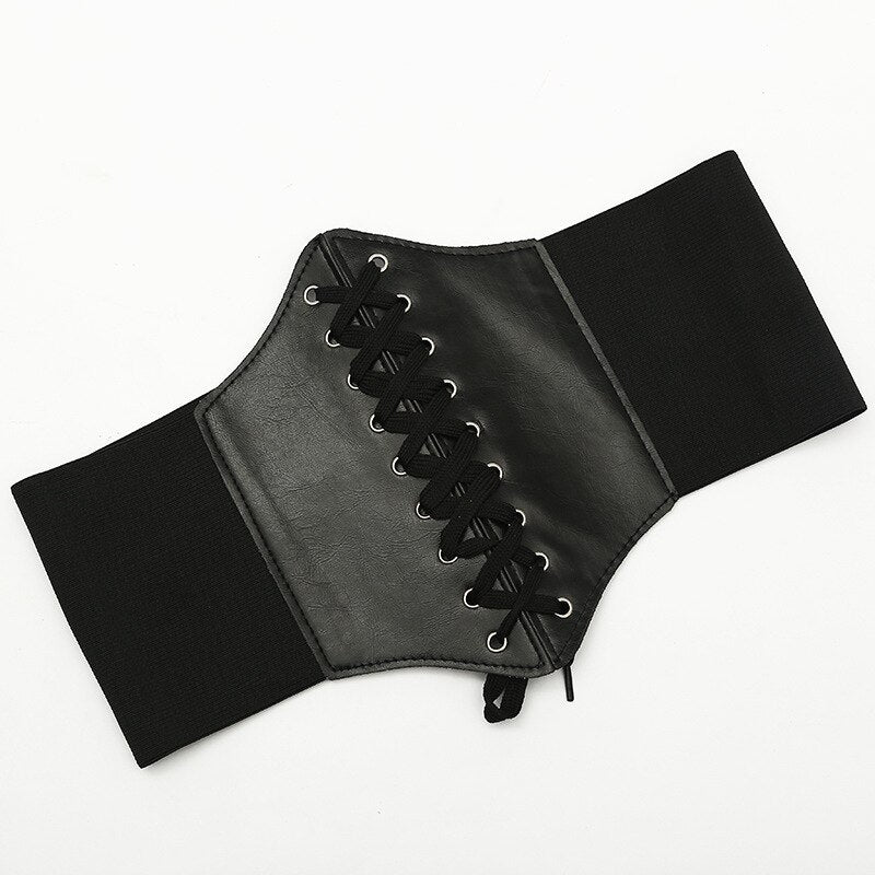 Corset Wide Belt PU Leather Body Shapewear Women Gothic Dress Belt Waist Cincher Slimming Belt Butterfly Chain Elastic Girdle alfamoba