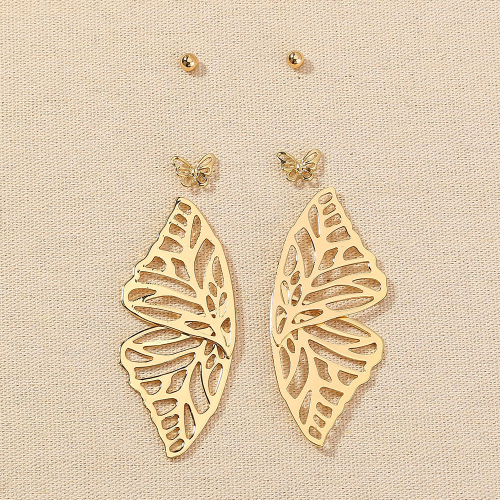 Golden Winged Butterfly Earring Set alfamoba