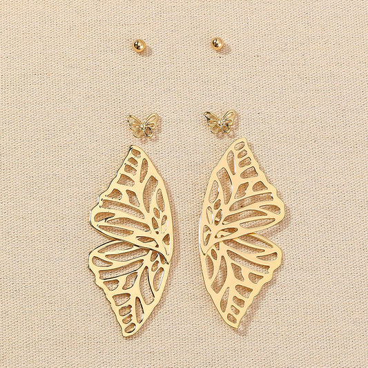 Golden Winged Butterfly Earring Set alfamoba