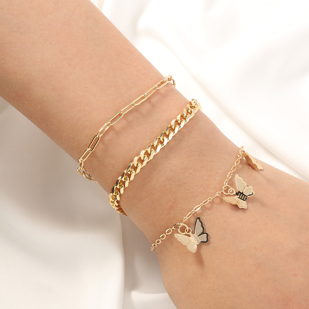 Butterfly Pendant Layered Bracelets (3pcs) alfamoba