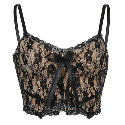 E-Girl Goth Lace V Neck Cami alfamoba