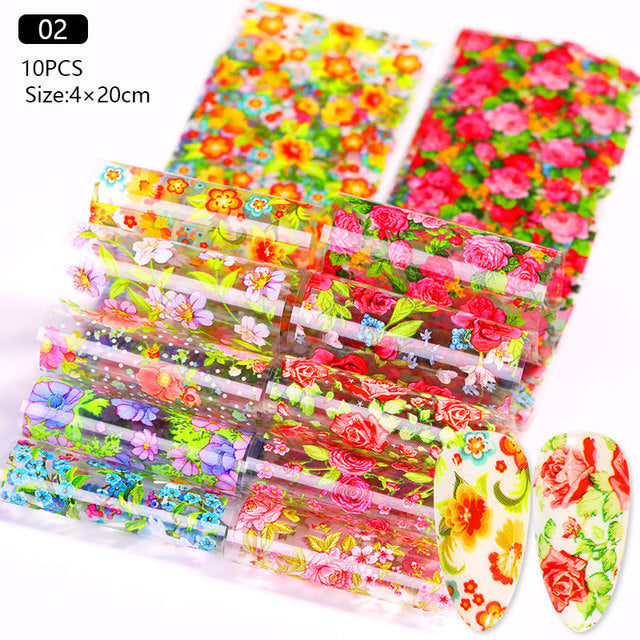 Nail Transfer Foil - 10Pcs/Set alfamoba