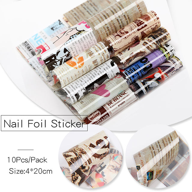 Nail Transfer Foil - 10Pcs/Set alfamoba